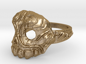 Dr.K Skull Ring-Size 9.5 in Polished Gold Steel