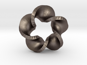 Five Twist Mobius in Polished Bronzed Silver Steel