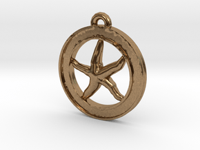 Starfish Circle-pendant in Natural Brass