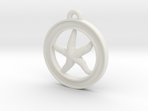 Starfish Circle-pendant in White Natural Versatile Plastic