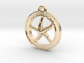 Starfish Circle-pendant in 14K Yellow Gold