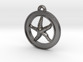 Starfish Circle-pendant in Polished Nickel Steel
