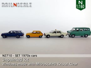 SET 4x 1970s cars (set B) in Smooth Fine Detail Plastic