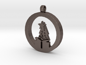 Christmas Morning Pendant in Polished Bronzed Silver Steel