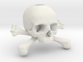 35mm 1.4in Keychain Skull & Bones Bead in White Natural Versatile Plastic