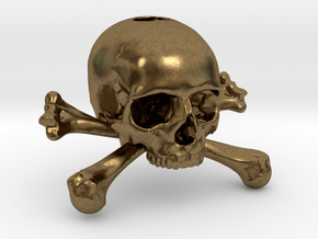 35mm 1.4in Keychain Skull & Bones Bead in Natural Bronze