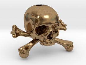 35mm 1.4in Keychain Skull & Bones Bead in Natural Brass