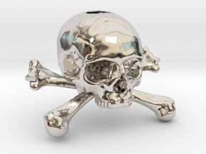35mm 1.4in Keychain Skull & Bones Bead in Platinum