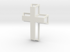 3D Framed Cross Pendant in White Natural Versatile Plastic