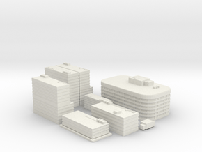 City Building Set (8 in 1)  in White Natural Versatile Plastic