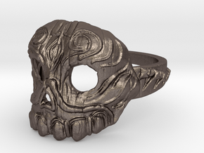 Dr.K Skull Ring Size 5 in Polished Bronzed Silver Steel