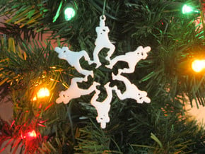 Snowflake Gangnam Style Ornament in White Natural Versatile Plastic