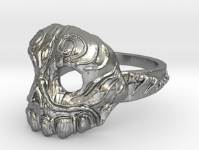 Dr.K Skull Ring-Size 9.5 in Natural Silver