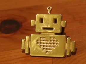 Robot Heart - Small necklace in Polished Gold Steel