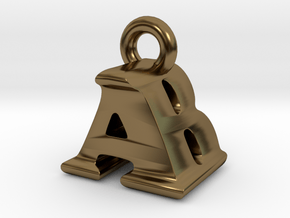 3D Monogram Pendant - ABF1 in Polished Bronze