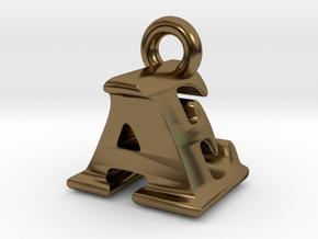 3D Monogram Pendant - AEF1 in Polished Bronze