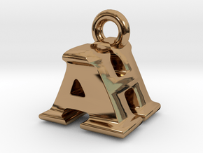 3D Monogram Pendant - AHF1 in Polished Brass