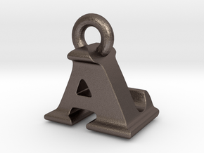 3D Monogram Pendant - ALF1 in Polished Bronzed Silver Steel