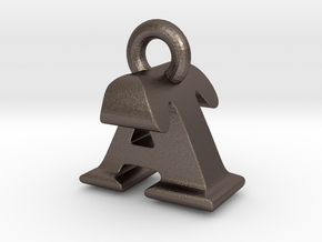 3D Monogram Pendant - ATF1 in Polished Bronzed Silver Steel