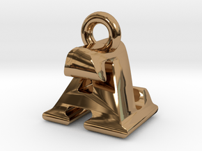 3D Monogram Pendant - AZF1 in Polished Brass