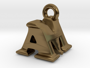 3D Monogram Pendant - AMF1 in Polished Bronze