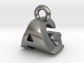 3D Monogram Pendant - AGF1 in Natural Silver