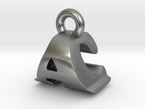 3D Monogram Pendant - ACF1 in Natural Silver