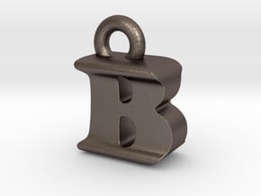 3D Monogram Pendant - BIF1 in Polished Bronzed Silver Steel