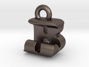 3D Monogram Pendant - BJF1 in Polished Bronzed Silver Steel