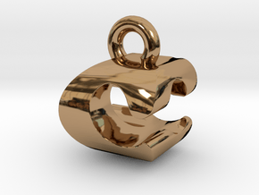 3D Monogram Pendant - CCF1 in Polished Brass