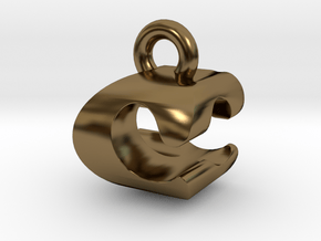 3D Monogram Pendant - CCF1 in Polished Bronze