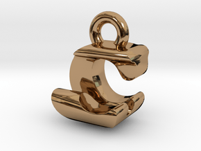 3D Monogram Pendant - CJF1 in Polished Brass