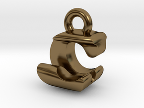 3D Monogram Pendant - CJF1 in Polished Bronze