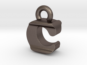 3D Monogram Pendant - CIF1 in Polished Bronzed Silver Steel