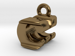 3D Monogram Pendant - CMF1 in Polished Bronze