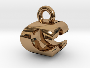 3D Monogram Pendant - COF1 in Polished Brass