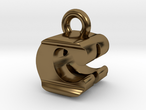3D Monogram Pendant - CRF1 in Polished Bronze