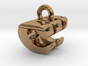 3D Monogram Pendant - CWF1 in Polished Brass