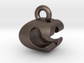 3D Monogram Pendant - COF1 in Polished Bronzed Silver Steel