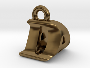 3D Monogram Pendant - DAF1 in Polished Bronze