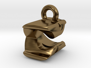 3D Monogram Pendant - CXF1 in Polished Bronze