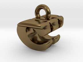 3D Monogram Pendant - CWF1 in Polished Bronze