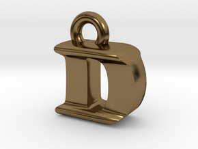 3D Monogram Pendant - DIF1 in Polished Bronze