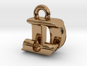 3D Monogram Pendant - DJF1 in Polished Brass