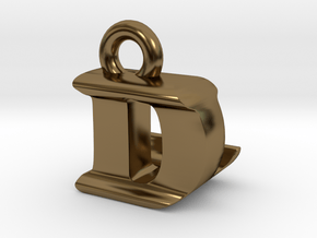 3D Monogram Pendant - DLF1 in Polished Bronze