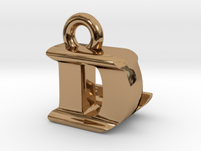 3D Monogram Pendant - DLF1 in Polished Brass