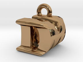 3D Monogram Pendant - DMF1 in Polished Brass