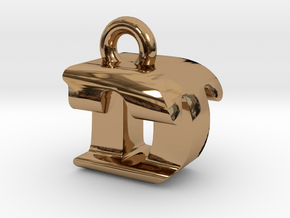 3D Monogram Pendant - DTF1 in Polished Brass
