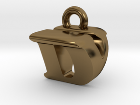 3D Monogram Pendant - DVF1 in Polished Bronze