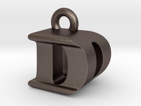 3D Monogram Pendant - DDF1 in Polished Bronzed Silver Steel